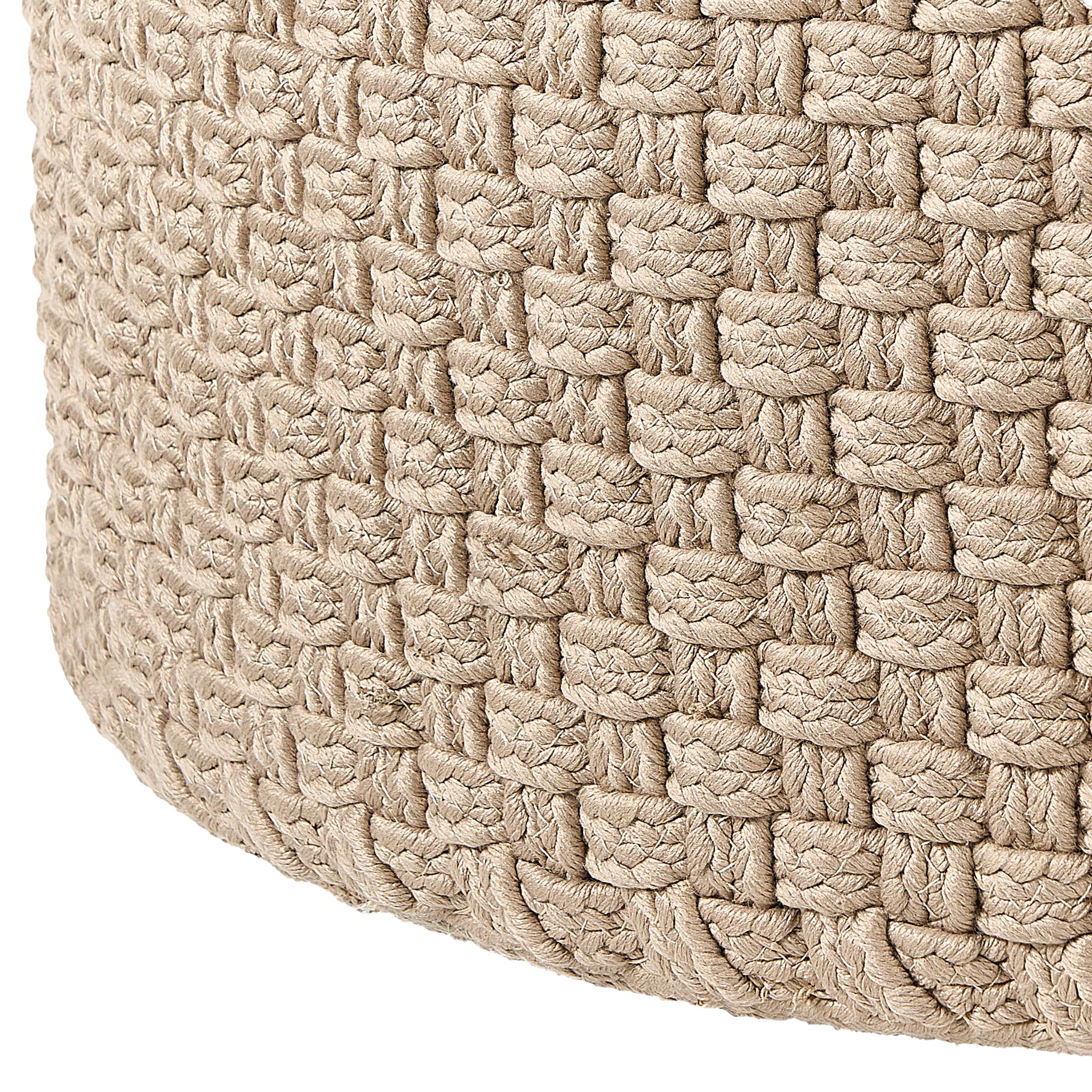 Beliani Pouf ottomano da esterno intrecciato a mano Materiale sintetico Accessori da giardino ⌀ 70 cm Beige