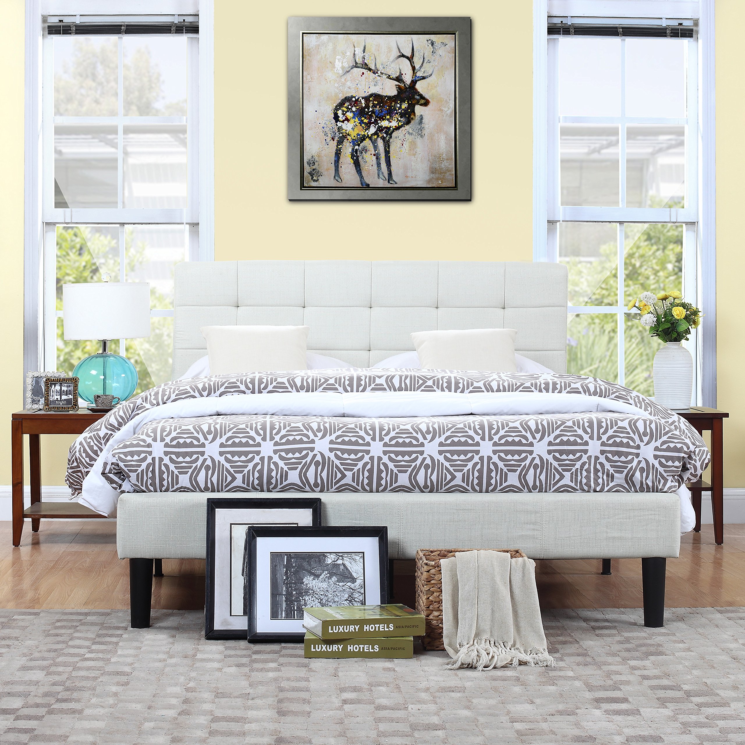 Buy Divano Roma Furniture Classic Deluxe Linen Low Profile Platform Bed