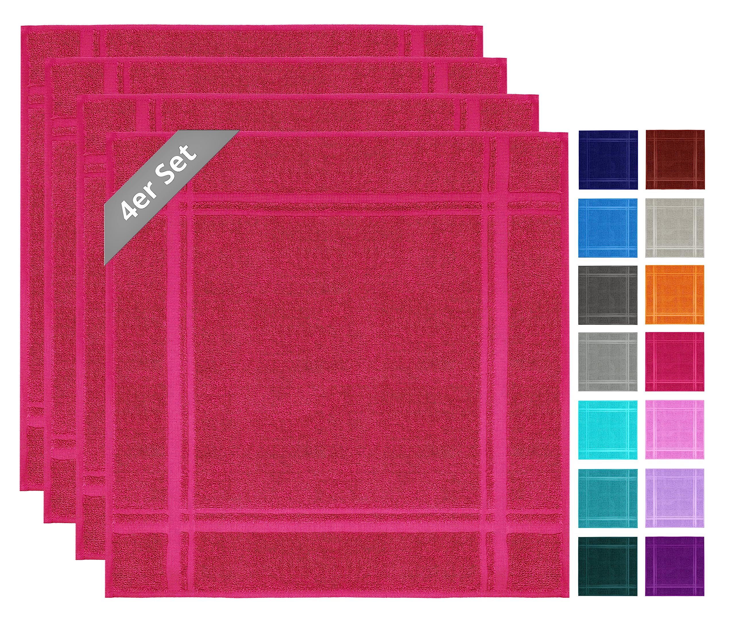 Lashuma Hand Towel Set Red Rhubarb 50 x 50 cm Absorbent London Cotton Towels