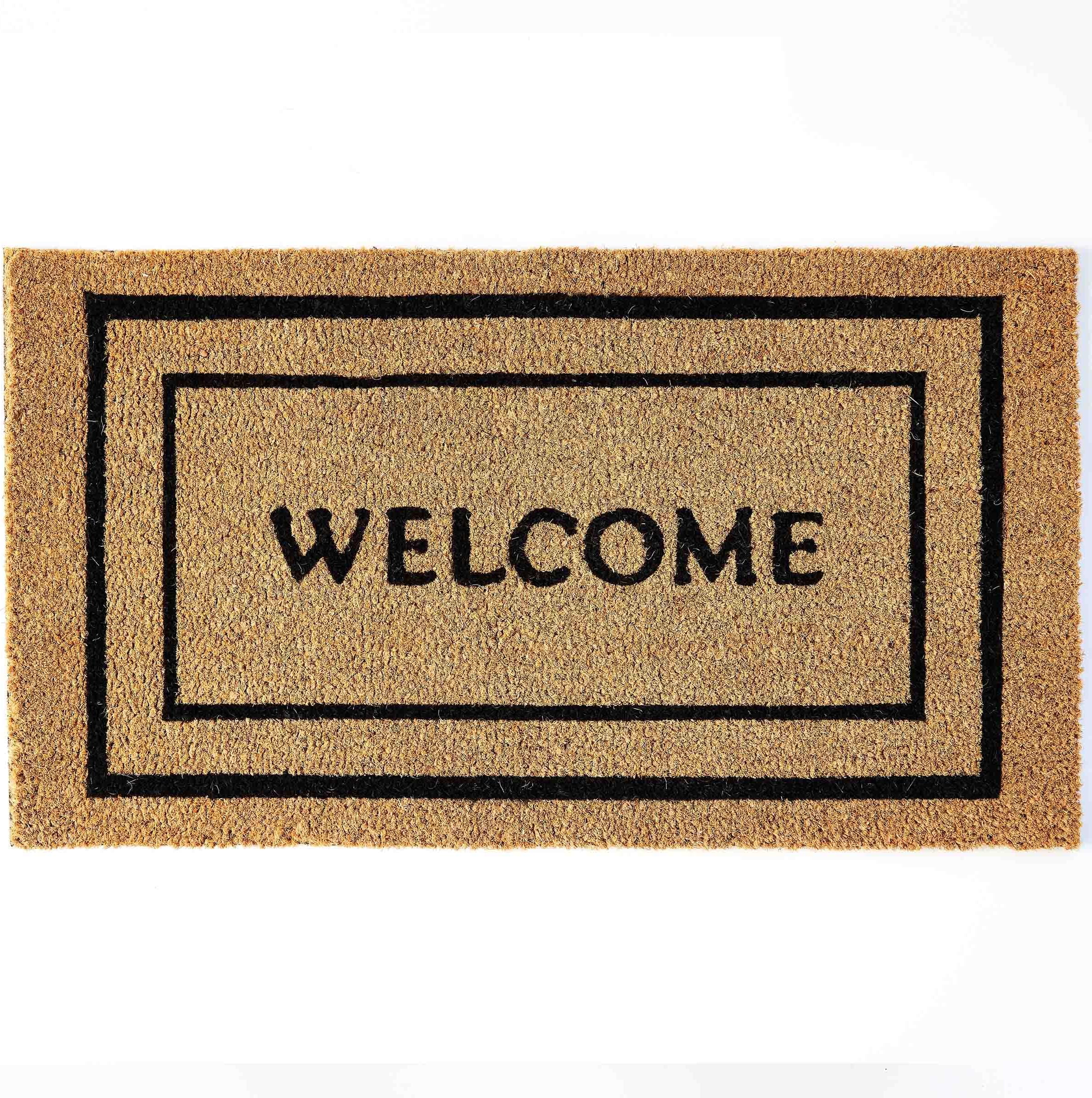 KANKUN Coco Coir Door Mat with Heavy Duty Backing, Welcome Doormat (17" x 30"), Doormat Entrance (Double Box)