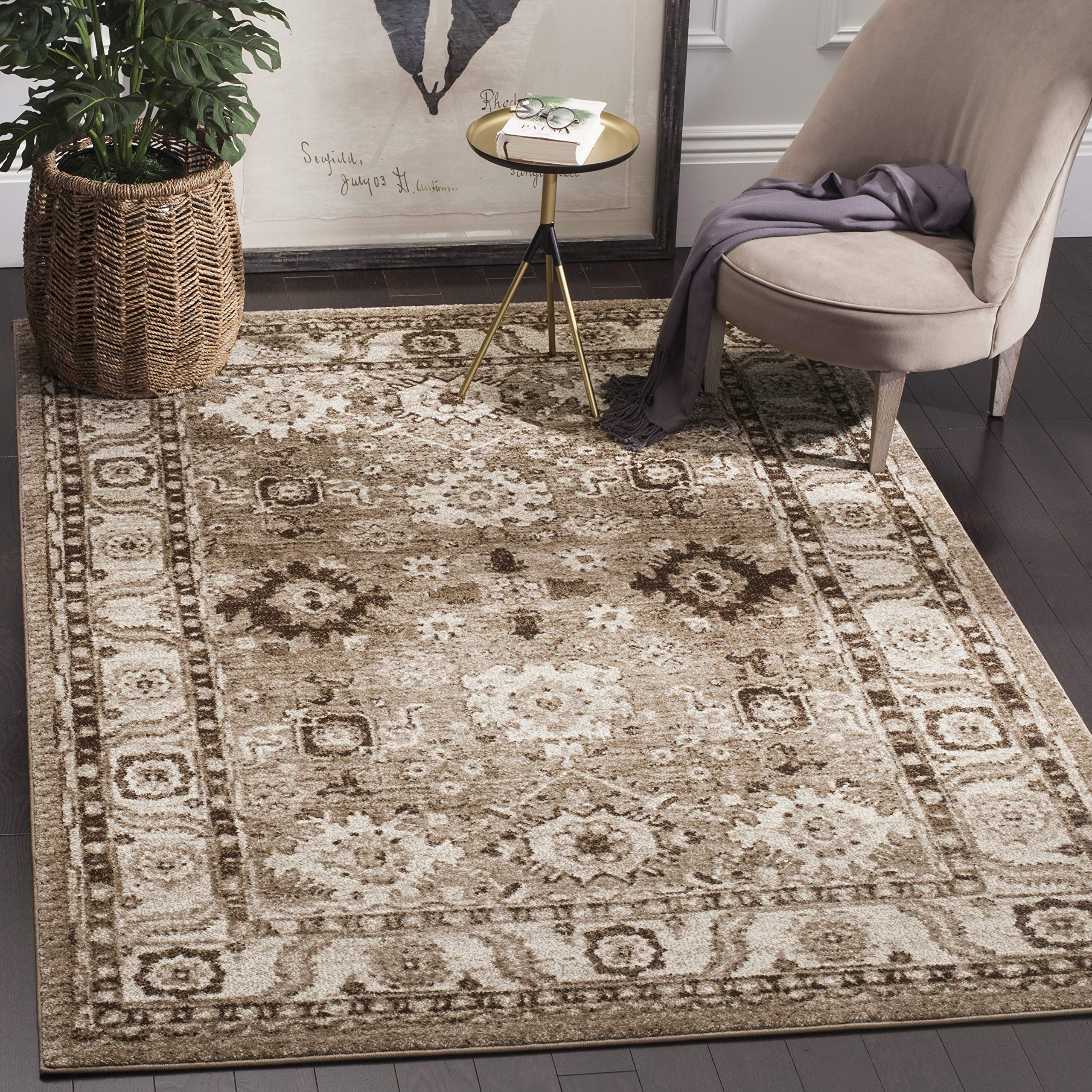 SAFAVIEH Vintage Hamadan Collection Area Rug - 2'7" x 5', Taupe, Traditional Persian Design, Non-Shedding & Easy to Clean, Ideal for Front Door,