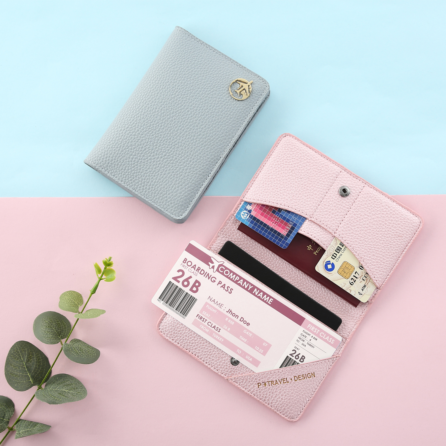 Tcheer Portafoglio Da Viaggio In Pelle PU Con Protezione RFID – Custodia Passaporto E Carte Di Credito, Rosa, Unisex
