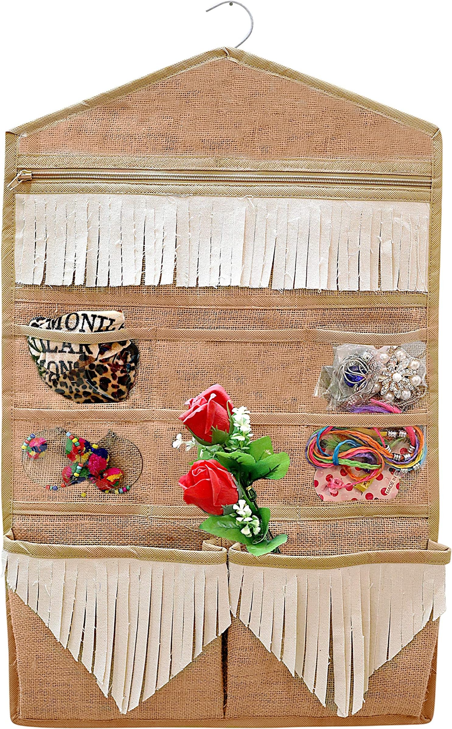 Marine Pearl Large 6 Pockets Mount Bag Hanging Wall Pocket Storage Case, Space Saving Holder for Hankies, Socks, Belts, Sunglasses, Remotes, Keys, Lingerie