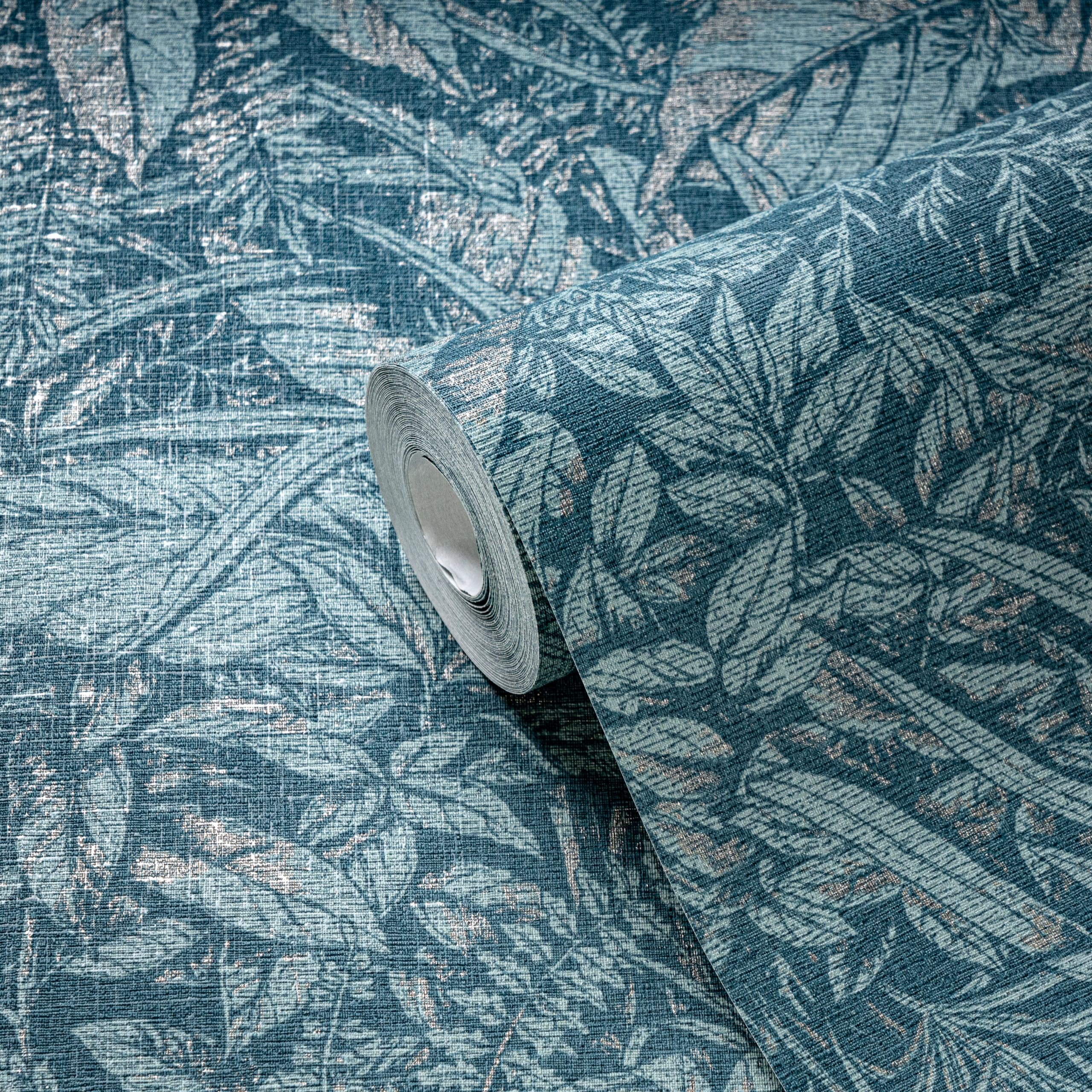A.S. Création Famous Garden 393553 vliesbehang jungle petrol goud 10,05 m x 0,53 m Made in Germany