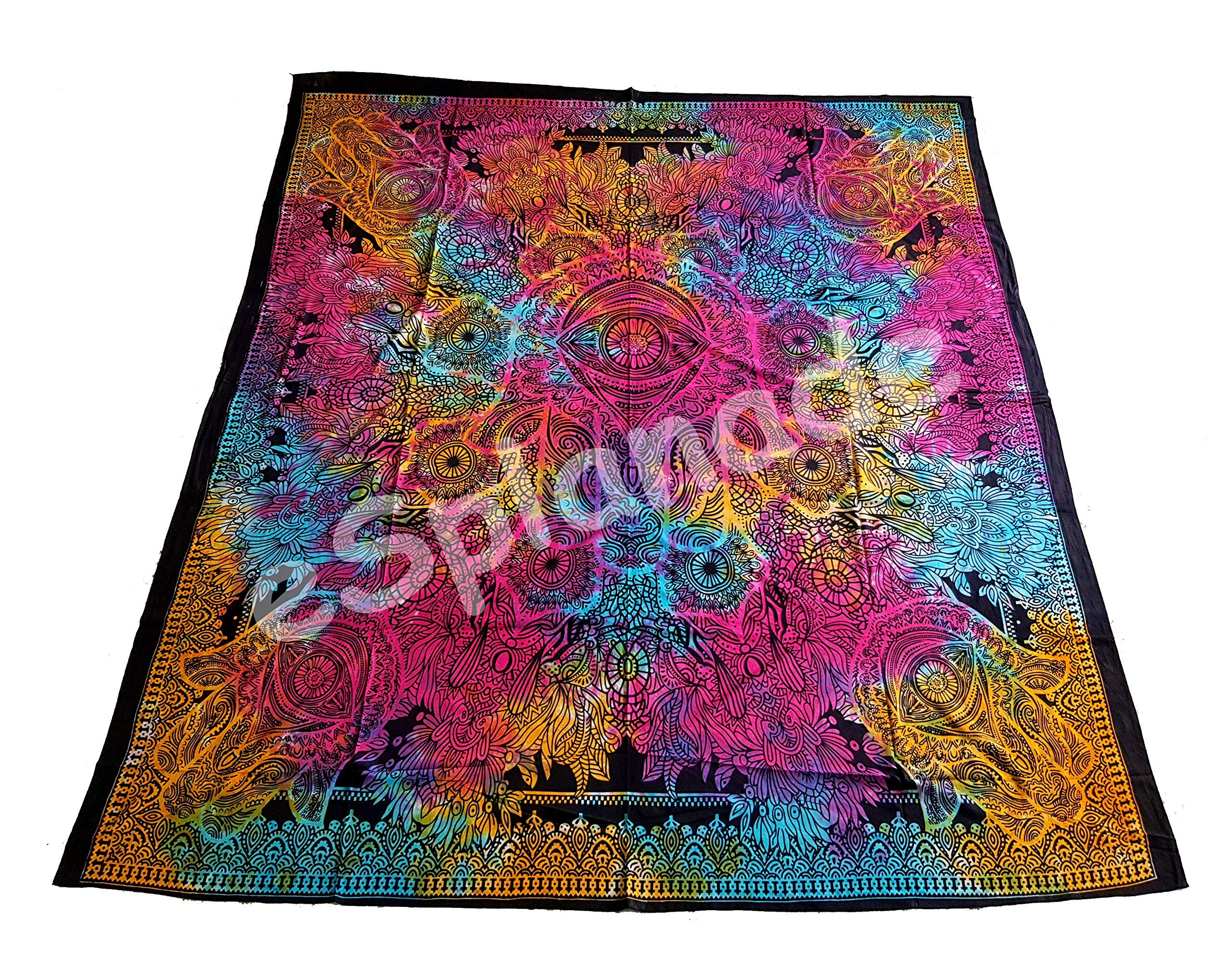 eSplanadeMandala Tapestry India, Queen Indian Mandala Picnic Blanket Bed Sheet Bedspread.