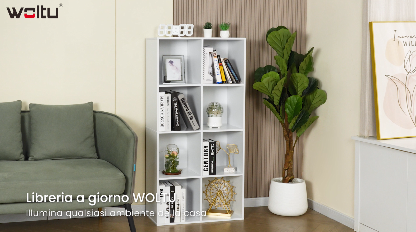 Libreria A 9 Cubi WOLTU Con 3 Cassetti - In Legno Rovere Chiaro 80x30x86.5cm, Per Soggiorno O Camera - Foto 6