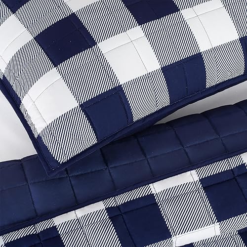 Miniatura 10 de Serta Simply Comfort Alex Soft Modern - Juego de edredón de 3 piezas a cuadros con funda de almohada para todas las estaciones, matrimonialqueen,