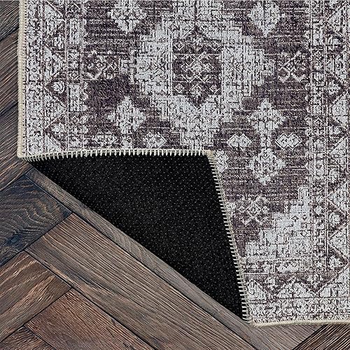 Miniatura 8 de HomeNette Alfombras de área lavables, de 3 x 5, color negro, con parte trasera antideslizante, resistente a las manchas, plegable, bohemia lavable a