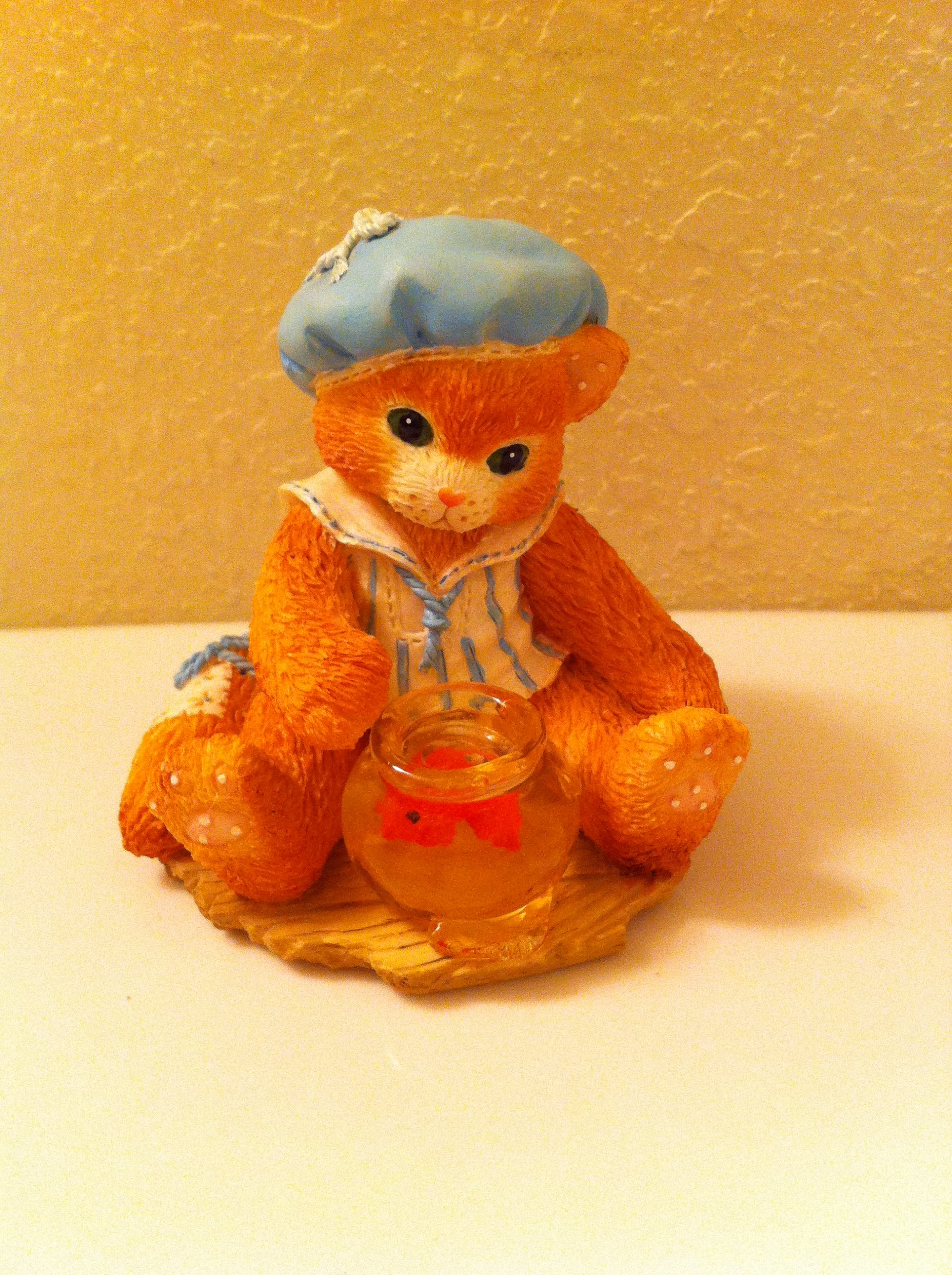 Calico Kittens 1994 Souvenir d'Enfance Fishing For A Friend Statuette