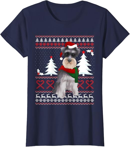 Schnauzer christmas t shirt Clearance