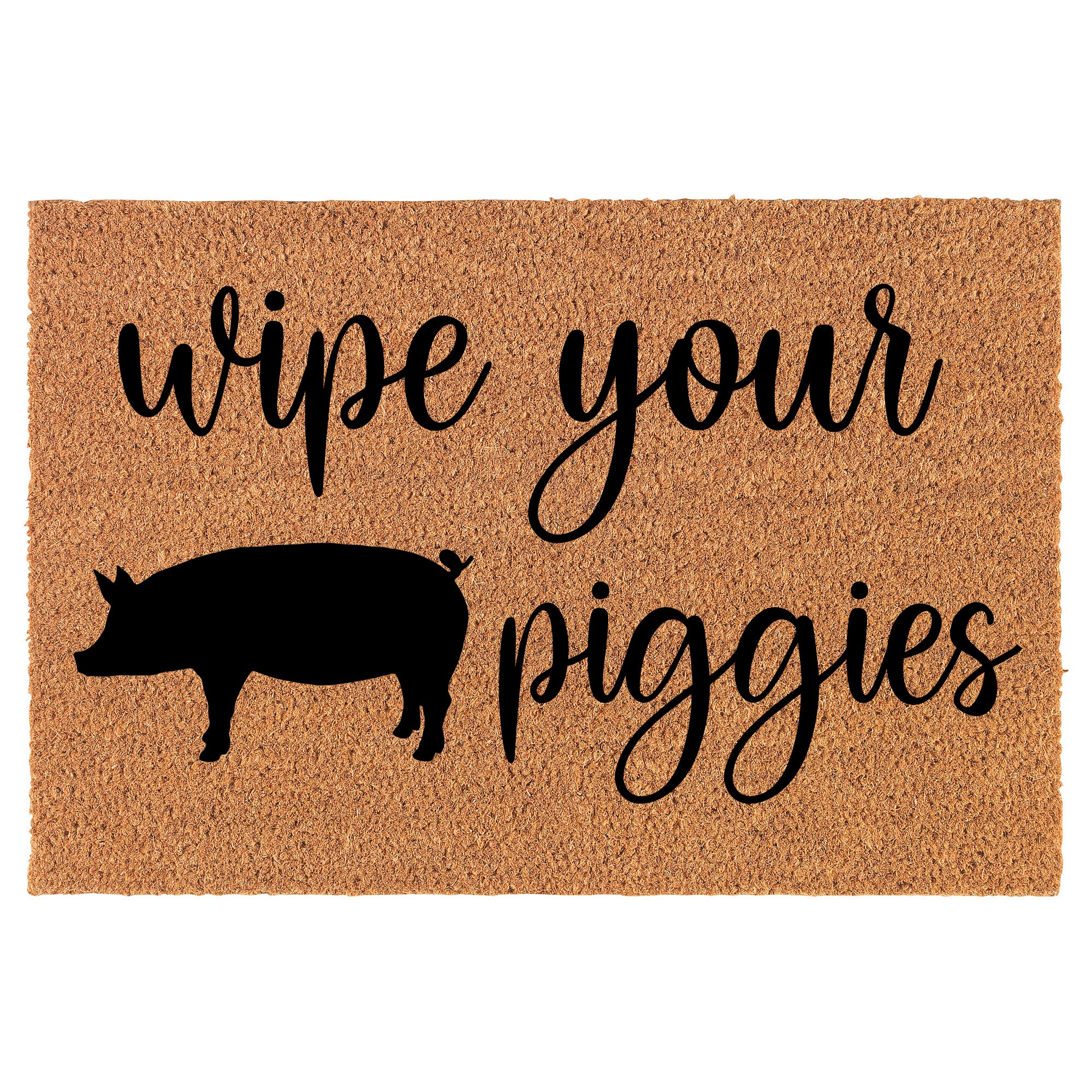 Or Something Coir Doormat Front Door Mat New Home Closing Housewarming Gift Wipe Your Piggies Funny Pig (30" x 18" Standard)