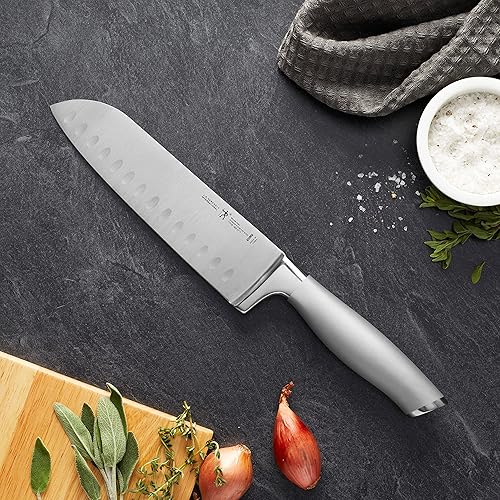 Vista 13 de HENCKELS Cuchillo Santoku de grafito afilado de 7 pulgadas, diseño alemán informado por más de 100 años de maestría, gris