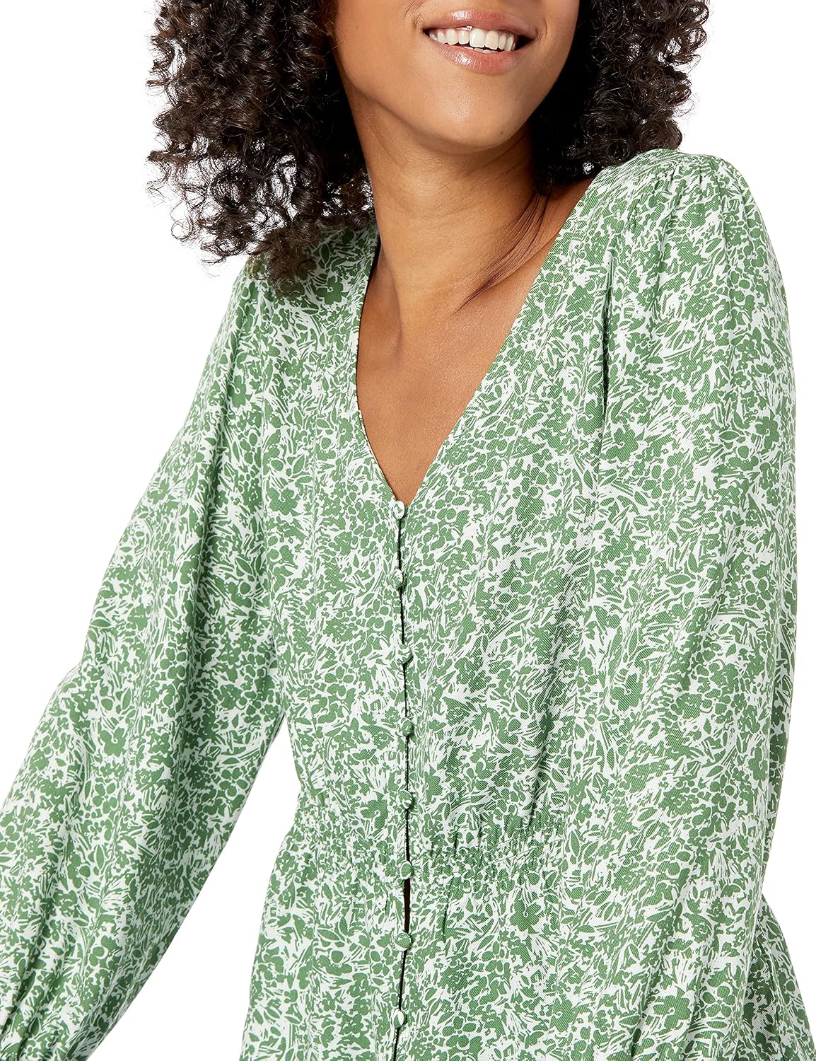 Goodthreads Women's Crop Slim-Fit V-Neck 3/4 Sleeve Fluid Twill Woven Shirt