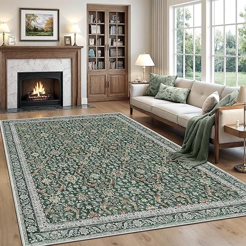 Miniatura 112 de Rugland Alfombras de área de 8 x 10, alfombra lavable resistente a las manchas, alfombras antideslizantes para sala de estar, alfombras tribales