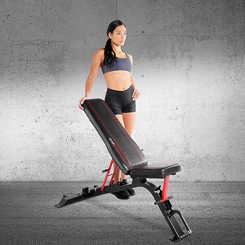 Miniatura 9 de CAP Barbell Banco de entrenamiento Strength FID  Posiciones de declive de inclinación plana, negrorojo