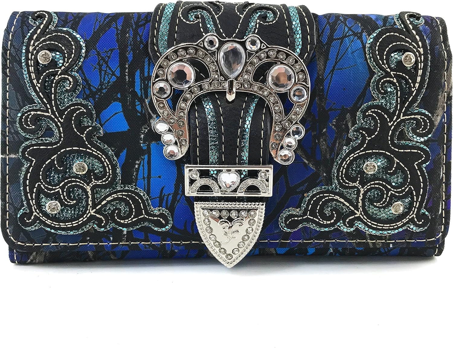 Justin West Camouflage Tree Branches Bling Rhinestone Cross Wings Handbag Purse Messenger Bags and Wallets