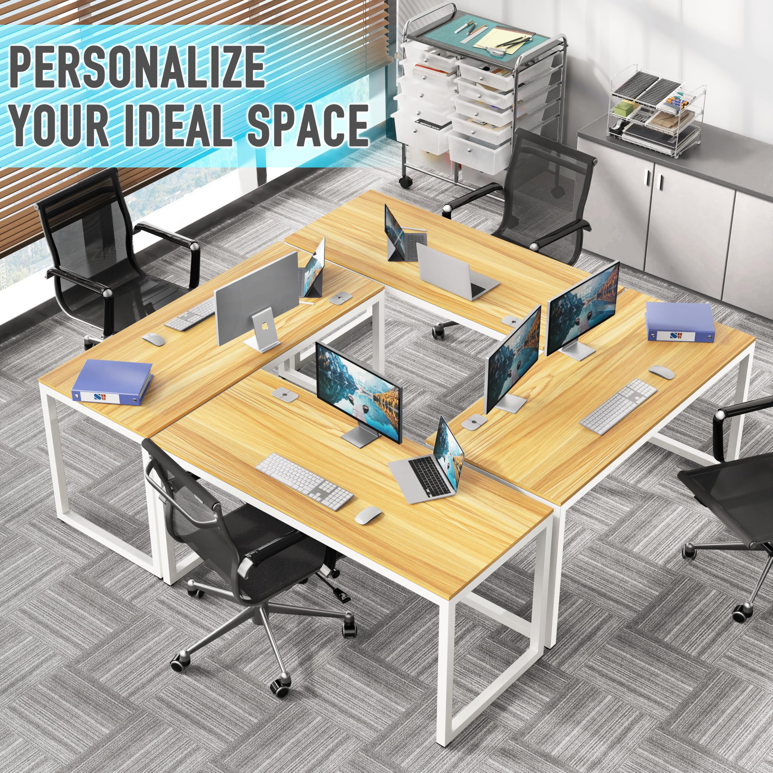 Amazon | SHW 48インチ 業務用オフィスパソコンデスク オーク | 机