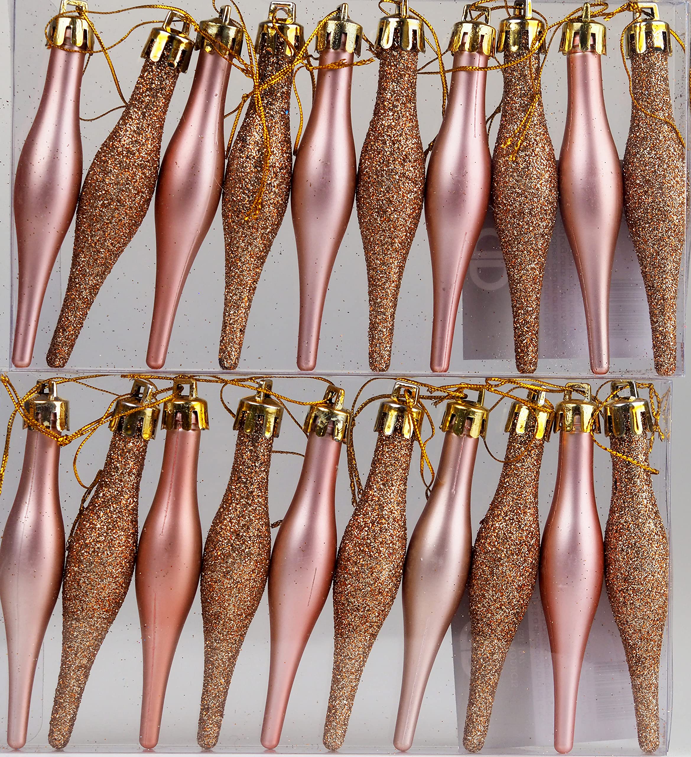 BWG 20 Christmas Tree Tear Drop Droplet Baubles Decorations - Rose Gold