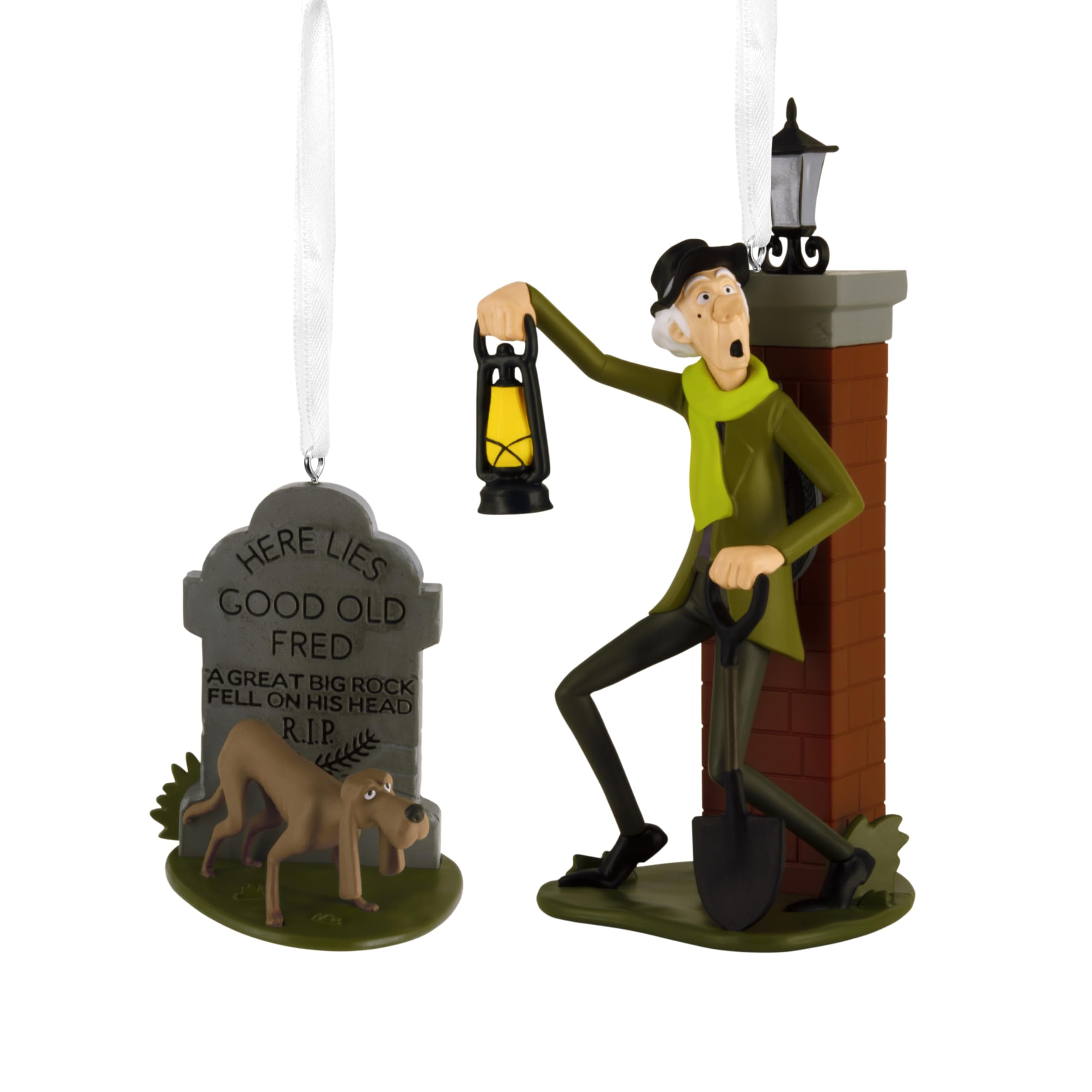 Hallmark Disney The Haunted Mansion Caretaker and Dog Christmas Ornaments, Set of 2, Gifts for Disney Fans