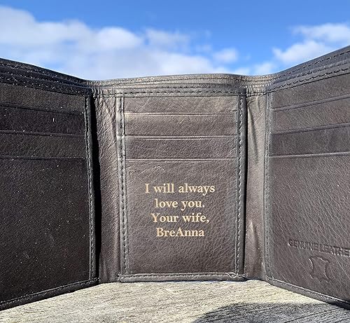 Miniatura 9 de Genuine Leather Tri Fold Personalized Mens Wallet (777)