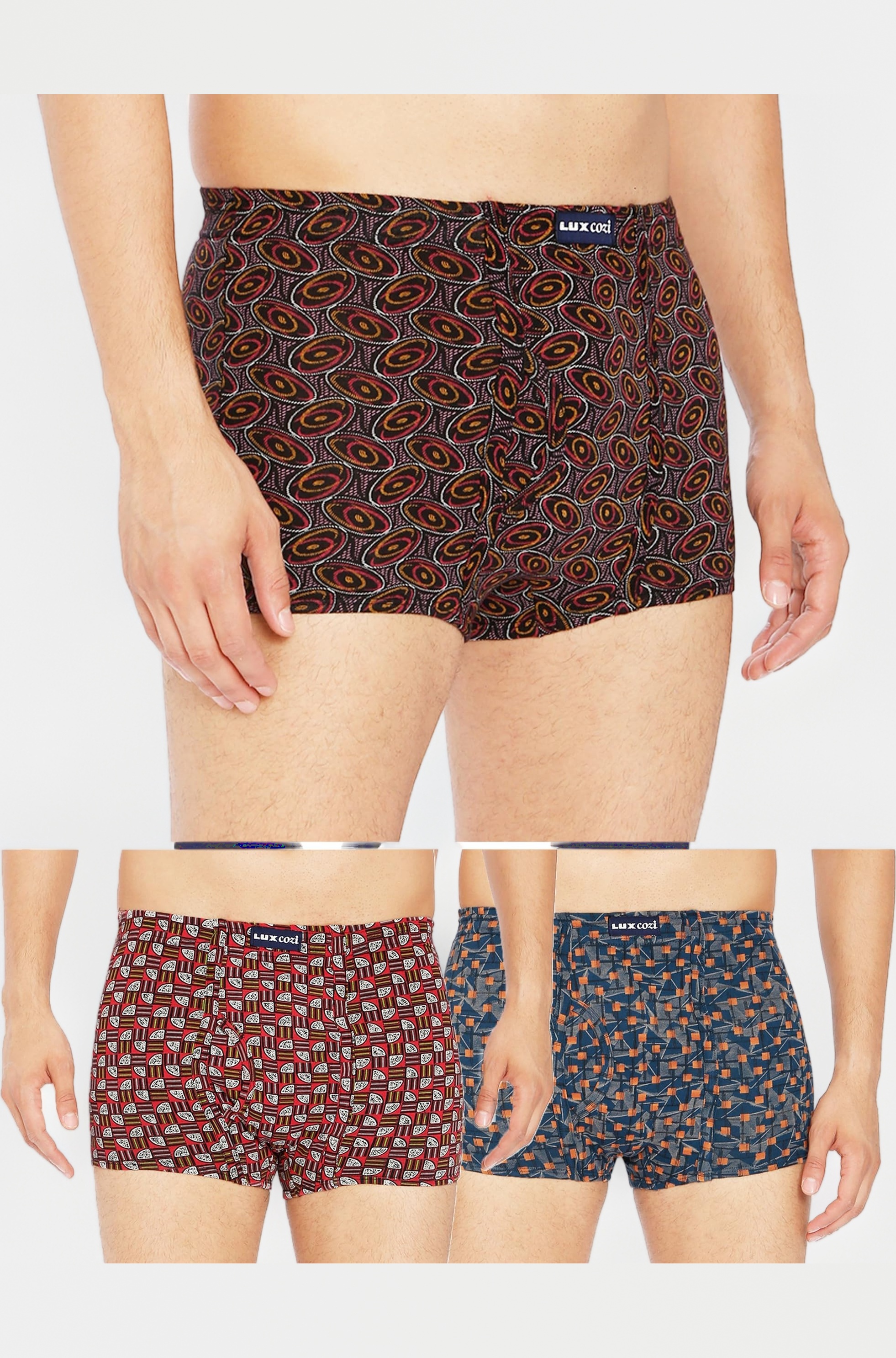 Lux Cozi Men's Cotton Bigshot Trunk - Pack of 3