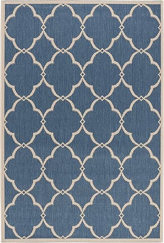 Miniatura 2 de SAFAVIEH Linden Collection LND125M - Alfombra decorativa con diseño enrejado para interiores y exteriores, no desprende pelusa, fácil de fregar para