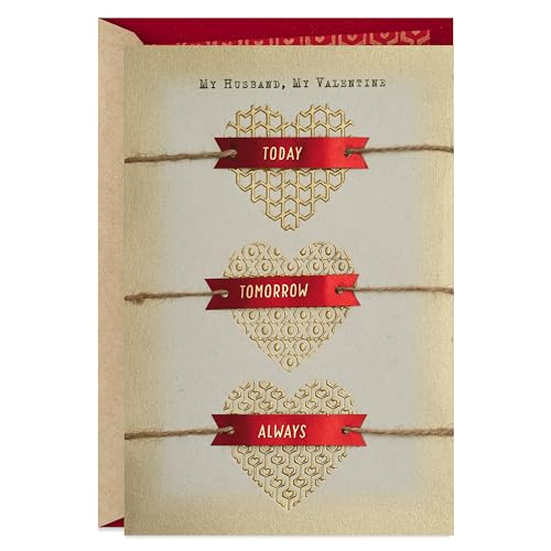 Hallmark Valentine's Day Card for Husband (Three Gold Hearts) (0699VFE7622)