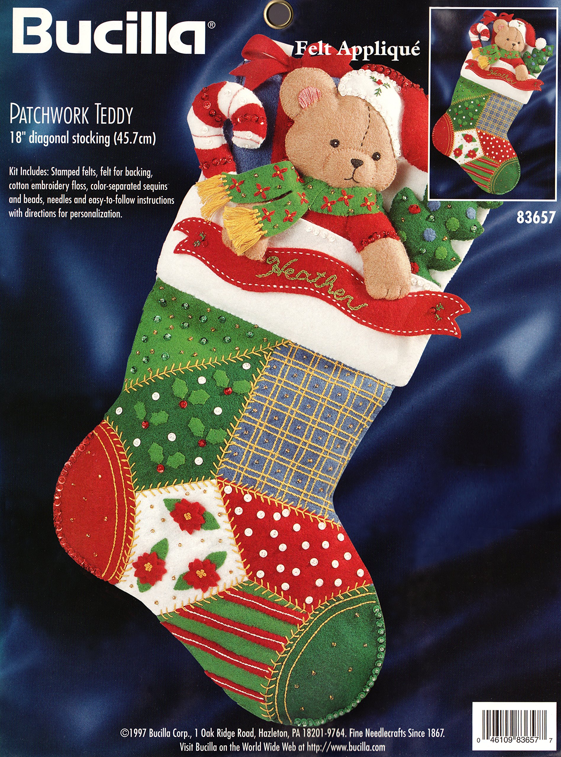 BucillaPatchwork Teddy Felt Applique Stocking Kit 83657