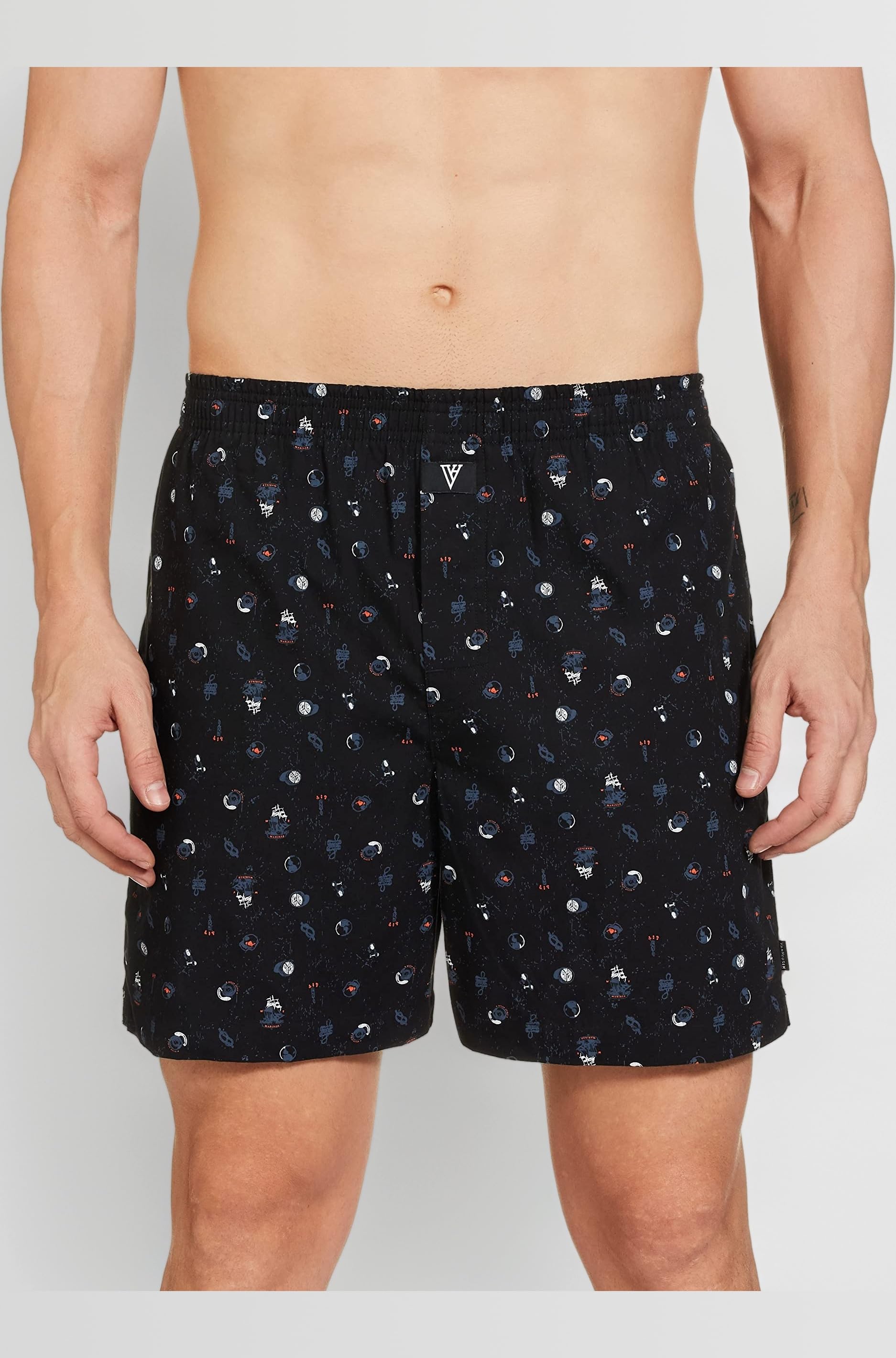 Men Boxer Shorts– Pack of 1 | 100% Mercerized Cotton for Softer handfeel | Relaxed Fit | Dual Pockets | Superior Lustre | Slide Slits for Extra Ease of Movement | Fun Prints | Style 10112