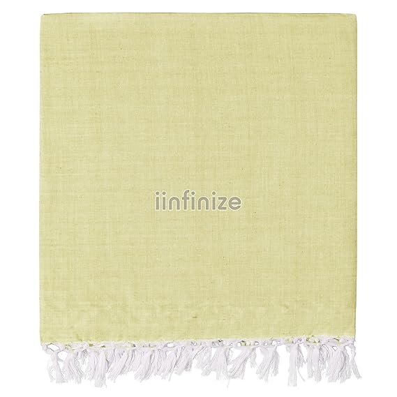 iinfinize 100% Pure Cotton Chadar Skin Friendly Solid Plain Design with Frings Bedspread Duvet Chadar | Summer Blanket | Khes | AC Blanket | Dohar As Chaddar | 50X90 Inch