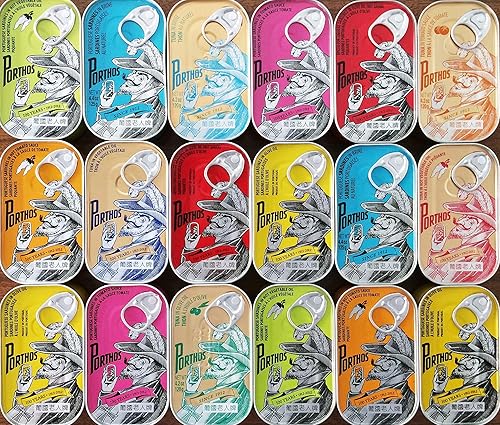 Miniatura 3 de Porthos Sardines  Selección de selección de aficionados de mariscos  Paquete de 6  Paquete variado de sardinas portuguesas  Una de cada una, aceite