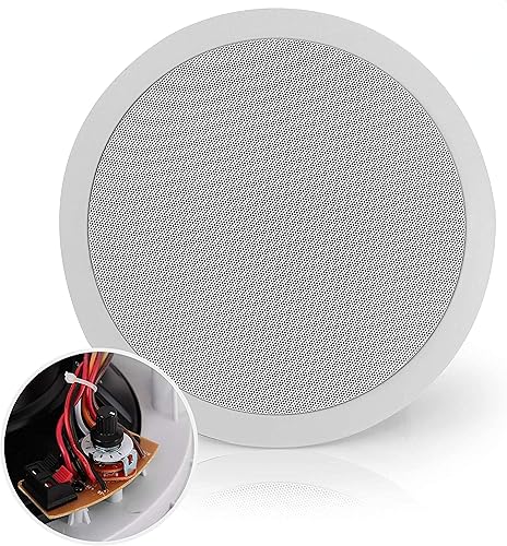 Pyle Altavoz de montaje en techo y pared, sonido estéreo de audio de 2 vías y 70 V de 8 pulgadas con tweeter de cúpula, 600 vatios, montaje