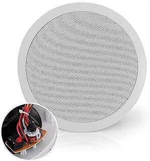 Pyle Ceiling and Wall Mount Speaker - 8” 2-Way 70V Audio Stereo Sound Subwoofer Sound with Dome Tweeter, 600 Watts, in-Wall & in-Ceiling Flush Mount for Home Surround System PDIC83T (White)