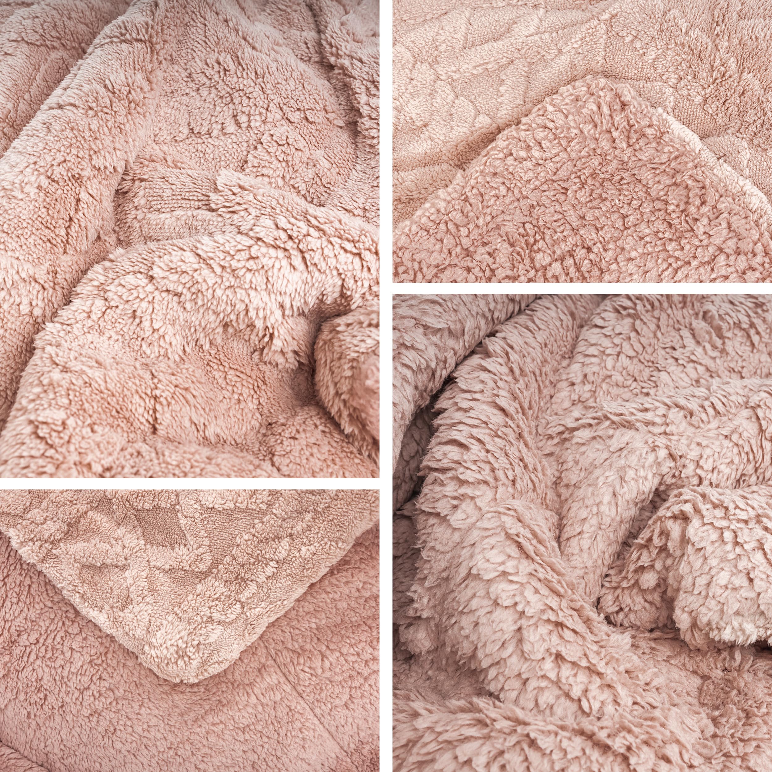 BESCH Edredón Invierno Borreguillo Nórdico 240x260cm para Cama 135/150 con 2 Funda Almohada - Edredón Borrego Sherpa Extra Suave, Cálido, Gruesa - Geométrica Rosa