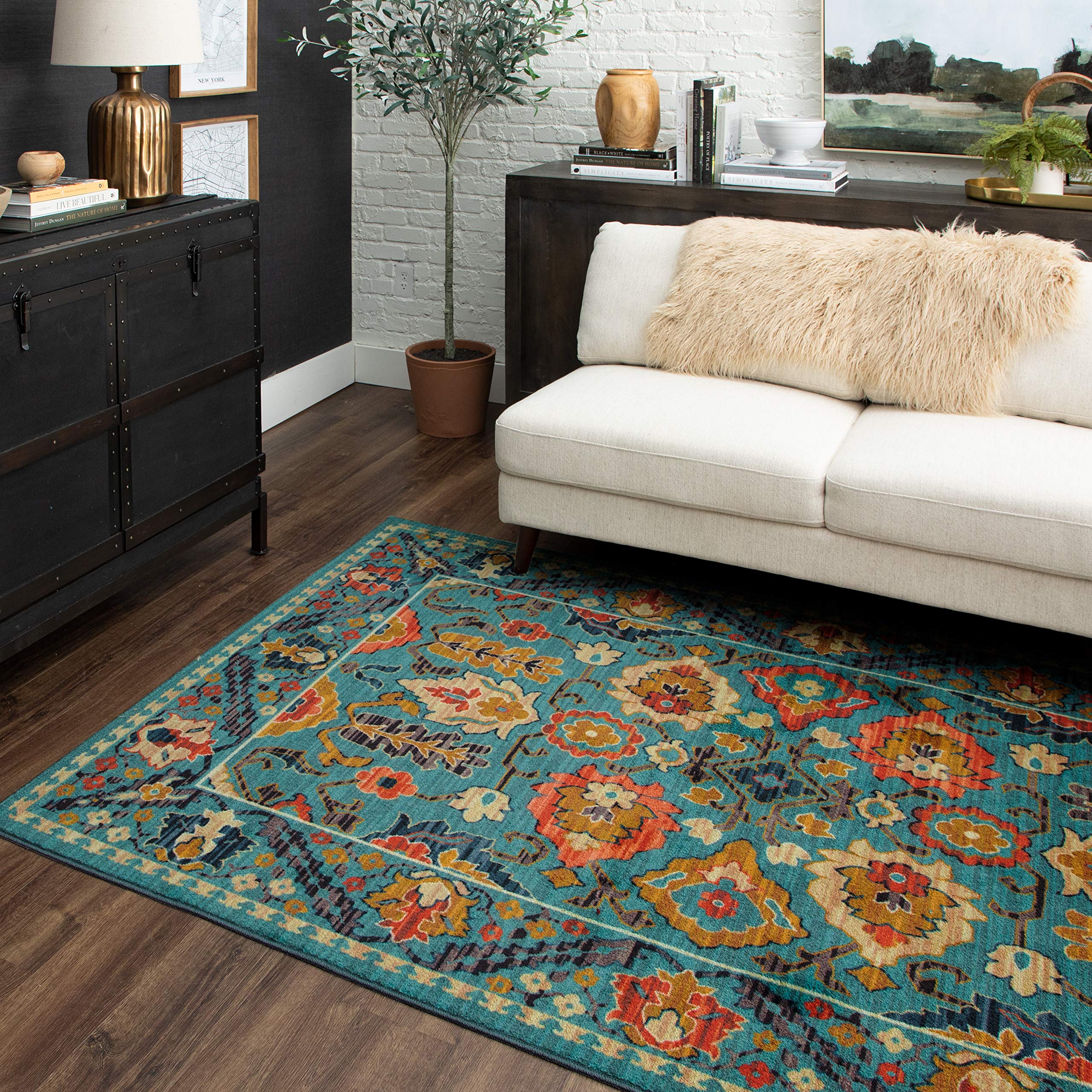 Mohawk Home Gwyneth Blue (8' X 10') Floral Ornamental Area Rug