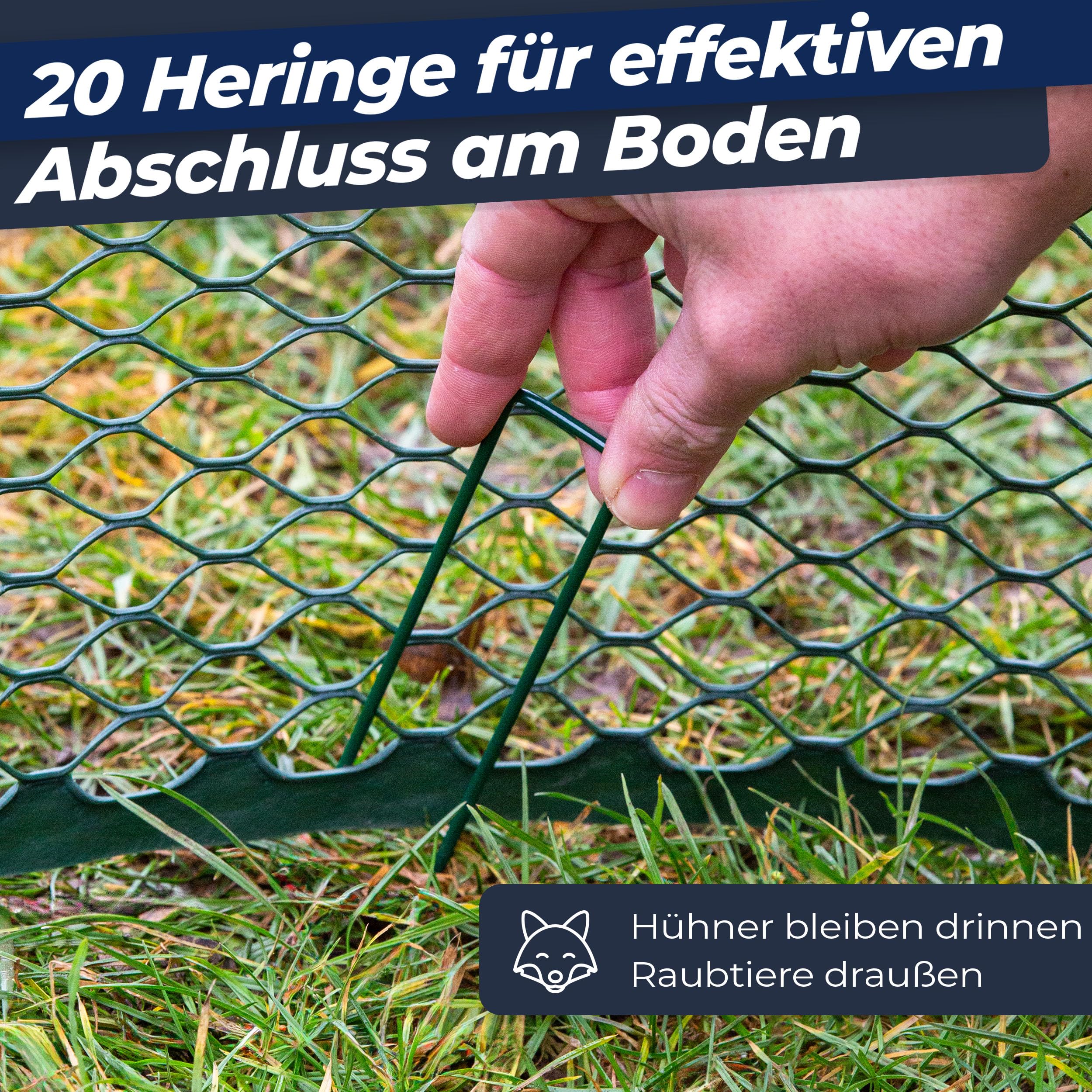 Hühnerzaun I 90cm hoch I 25m lang I Der Zaun für Hunde oder Kleintiere ist besonders engmaschig, stabil - kein Durchhängen I 20x Befestigungen I Hundezaun Garten - Grün