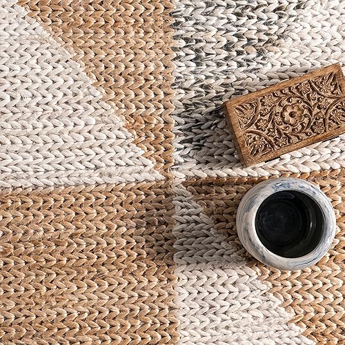 Miniatura 7 de nuLOOM Lynell - Alfombra geométrica abstracta de yute, 5 x 8, marfil