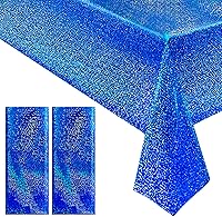 Vista 32 de 2 piezas de mantel holográfico negro con láser, mantel espacial de galaxia, mantel de 40 * 108 pulgadas con estrellas brillantes, mantel