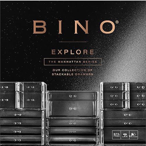 Miniatura 10 de BINO  Organizador de maquillaje de 3 cajones, Park Avenue  La serie MANHATTAN  Cajones de almacenamiento de diseño modular  Organizadores acrílicos