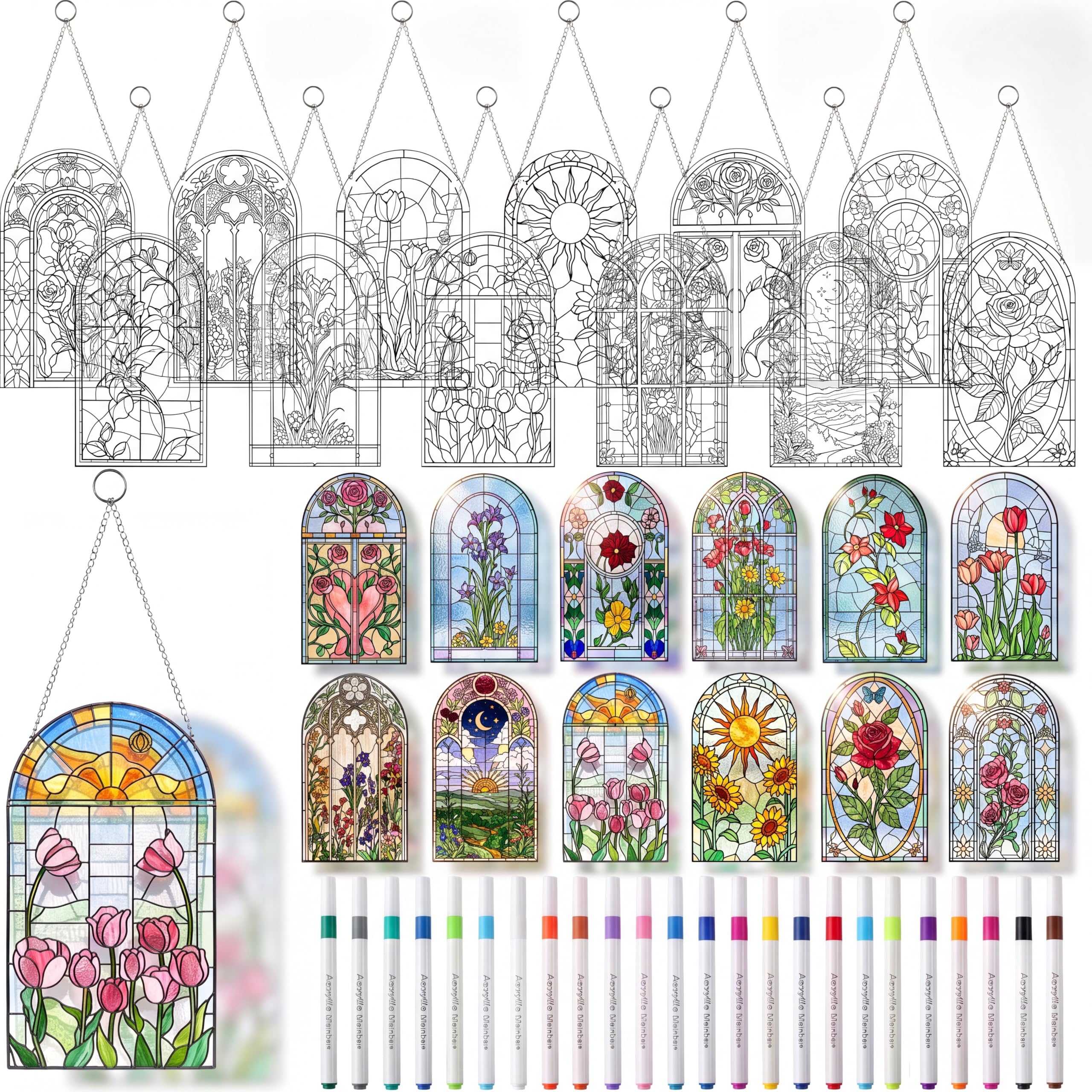DIY Suncatcher Crafts Kit - Paint Floral Window Art -1