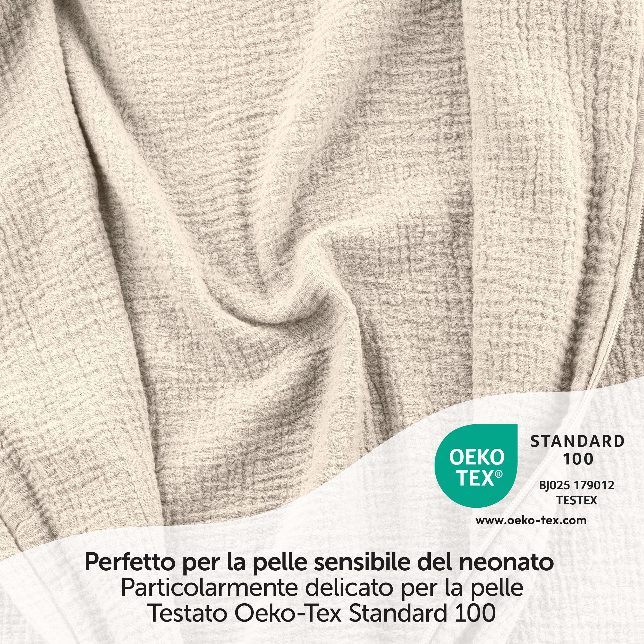 LaLoona Sacco Nanna Estivo Senza Maniche - Sacco a Pelo Estivo per Bambini Primavera/Estate, 0,5 TOG, 100% cotone, OekoTex Standard 100 - (Beige, 70 cm)