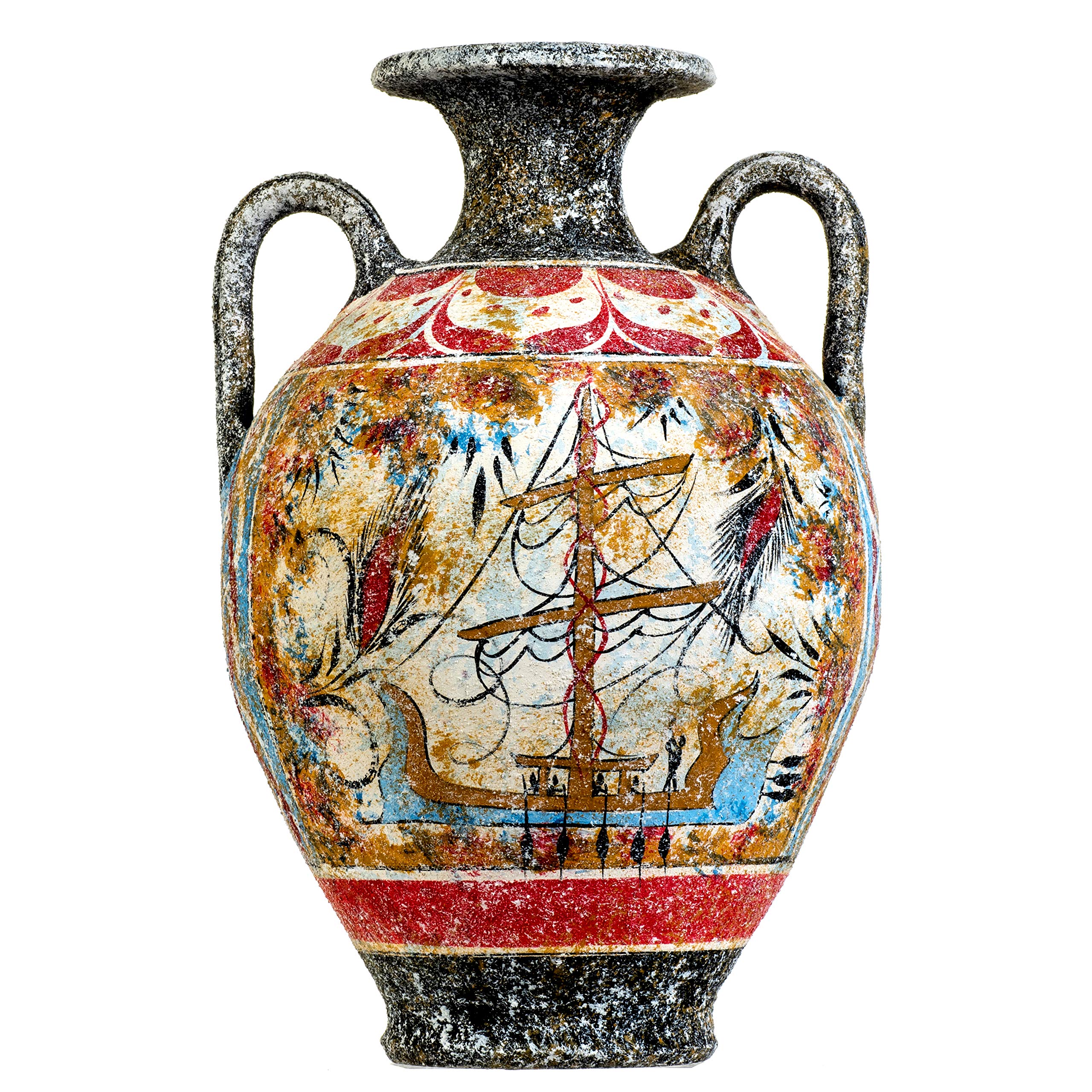 Antike Griechische Minoische Amphore, Handgefertigte Keramikvase Mit Fresko, Stiersprung-wandbild