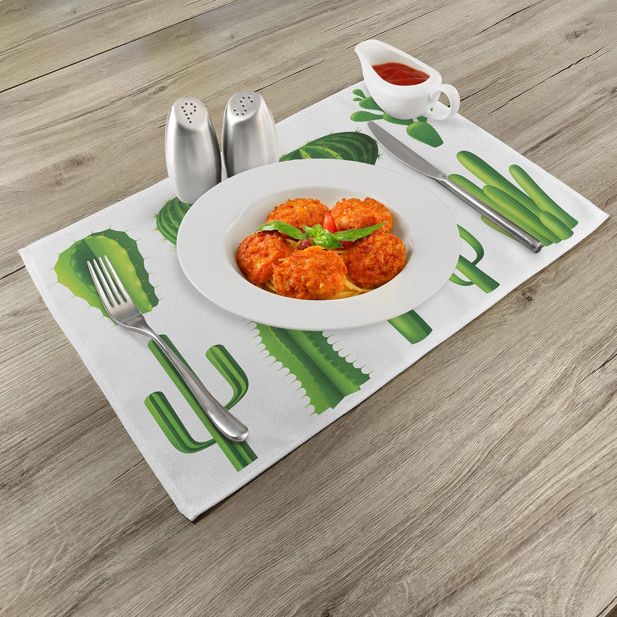 ABAKUHAUS Tovagliette Americana Set 4 - Cactus Succulente, Tessuto Lavabile Antimacchia, Multicolore 45x30 Cm - 4