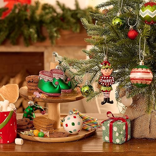 Miniatura 2 de DecorbyHannah - Juego de 120 adornos de Navidad, decoraciones de árbol de Navidad de duende rojo, verde y blanco, surtido de adornos de bolas