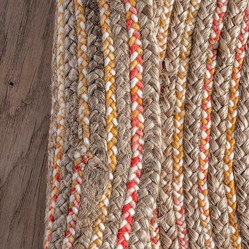 Miniatura 4 de nuLOOM Discotek alfombra de área trenzada de yute, 3 pies x 5 pies, ovalada, color natural