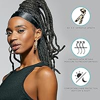 Vista 41 de KISS COLORS & CARE Bufanda de satén suave – Negro, de larga duración, multiusos, suave bufanda premium para minimizar el encrespamiento, evitar