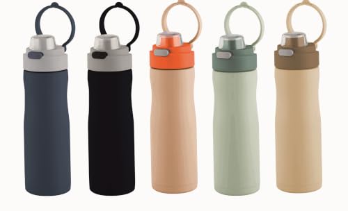 Image of CELLO Duro Hydrene Hot and Cold Stainless Steel Flask for Office 650 ml Brown | Double Wall Vacuum Insulated Spill Proof Leak Proof Easy Press Open Sipper Water Bottle for College Gym Travel & Biking