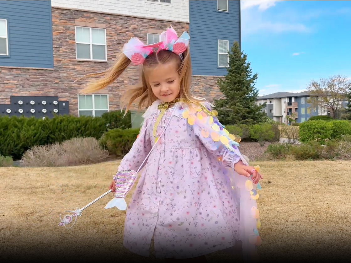 Disfraz completo niña capa sirena con accesorios miniatura 7