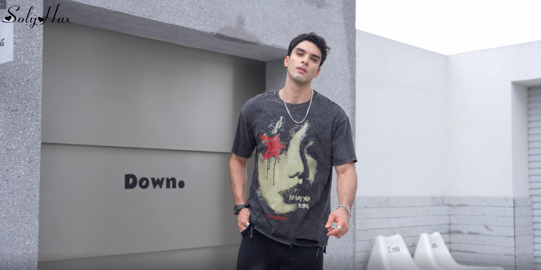 SOLY HUX Men's Graphic Tees Y2K Vintage T Shirts Summer Trendy