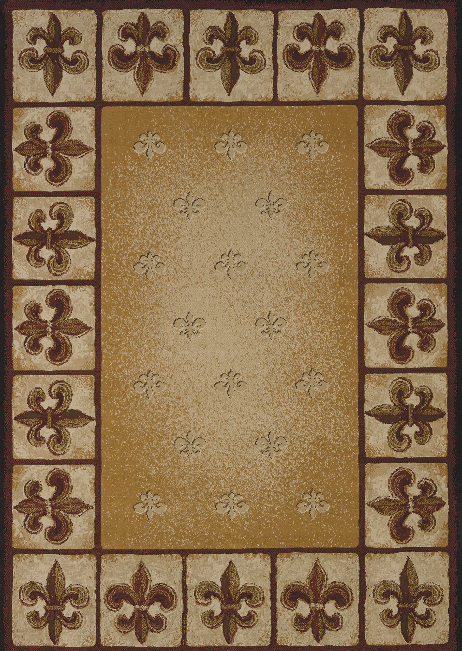 United Weavers of America China Garden Fleur de Lys Area Rug - 7ft. 10in. x 10ft. 6in., Multicolor, Olefin Rug with Southwestern Pattern, Dense Pile, Linen
